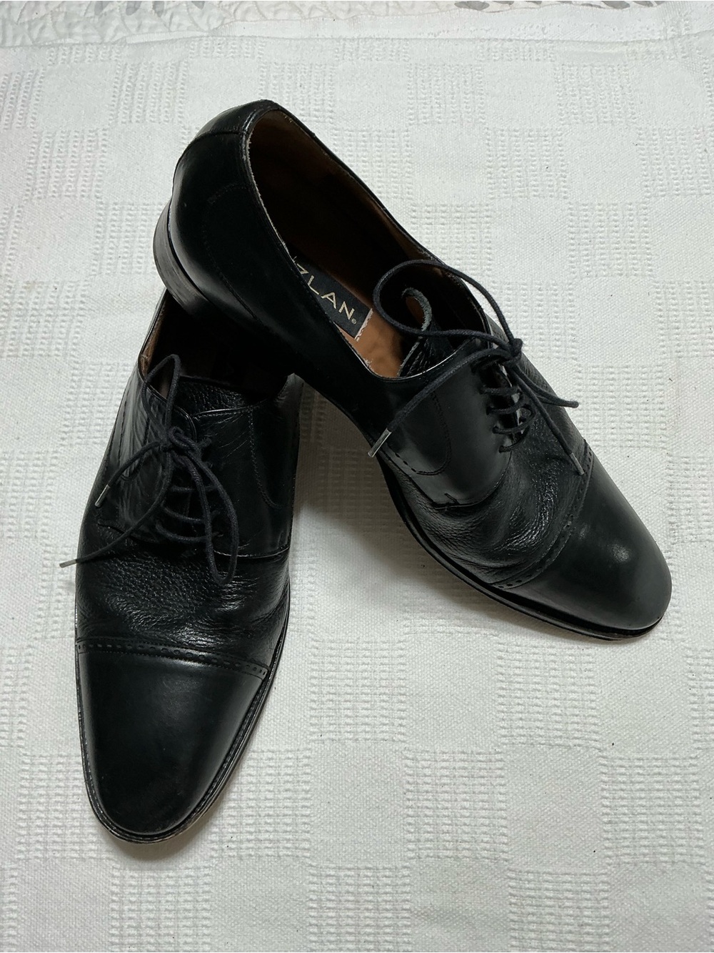 Mezlan Soka Deerskin Calfskin Cap Toe Oxfords Black Men's 12 W